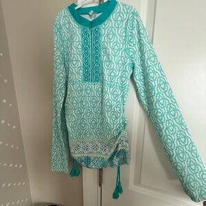 Cabana Life Teal Blue Tassel Rashguard- 12